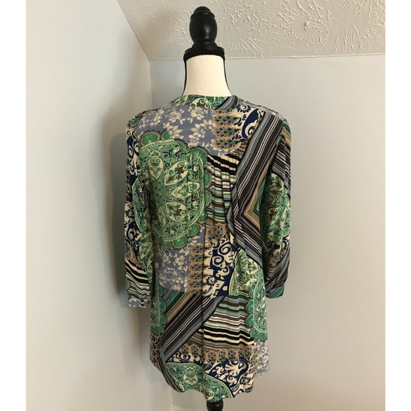 Anthropologie TINY Caviana Shirt Green Drop Waist Dress Mixed Print - Size PXS - Picture 4 of 11